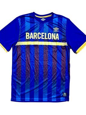 Barcelona Umbro Blue & Red Striped Classic Soccer Jersey, Men's Medium